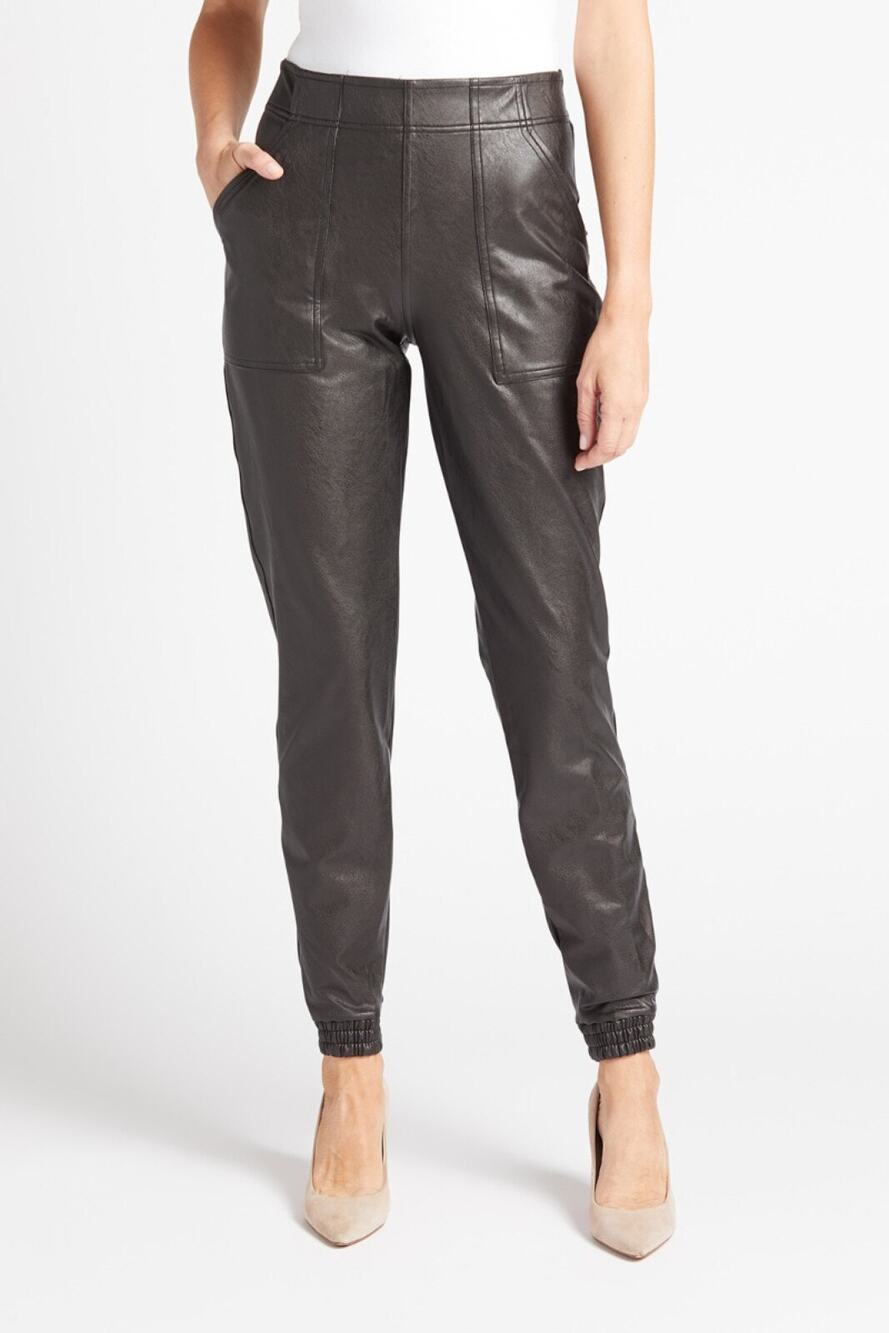 Spanx Black Faux Leather Jogger Pants Plus Size 1X